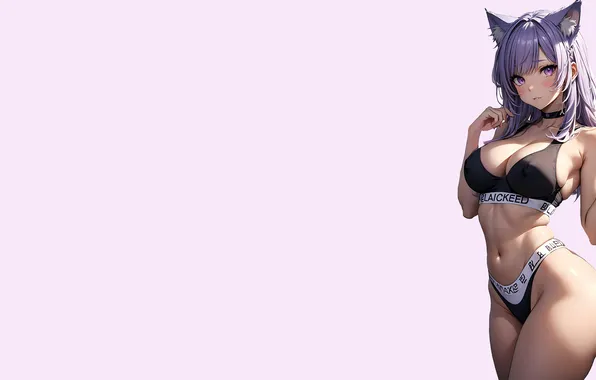 Girl, pantsu, bra, panties, boobs, anime, pretty, purple