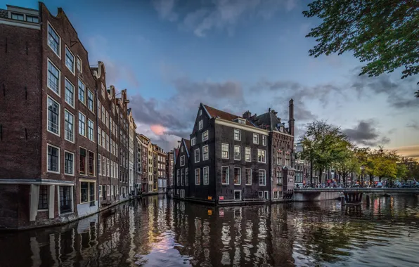 Bridge, building, home, Amsterdam, channel, Netherlands, Amsterdam, Netherlands