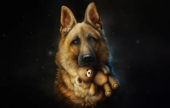 Picture Dog, Toy, Style, Shepherd, Dog, Fallout, Art, Art