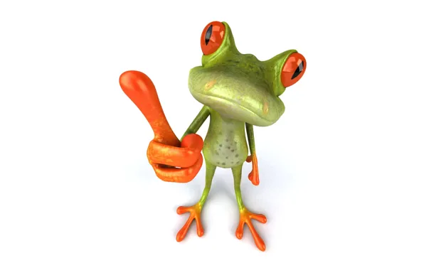 Picture graphics, frog, finger, Free frog 3d