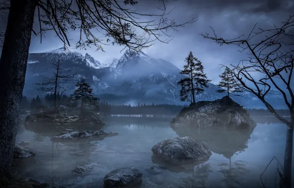 Picture mountains, nature, lake