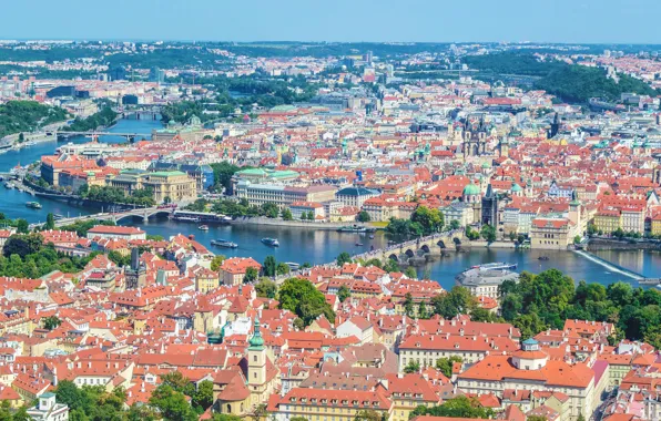 Picture Bridge, Panorama, Prague, Roof, Building, Bridge, Prague, Panorama