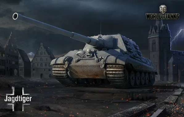 Picture Germany, art, tank, town hall, WoT, World of tanks, World of Tanks, Hunting tiger