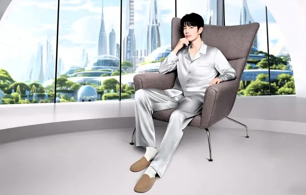 The city, chair, window, China, actor, sneaker, pajamas, Xiao Zhan