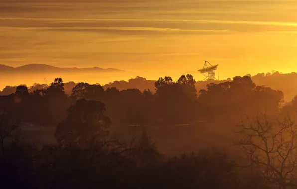 Landscape, sunset, antenna, panorama, telescope
