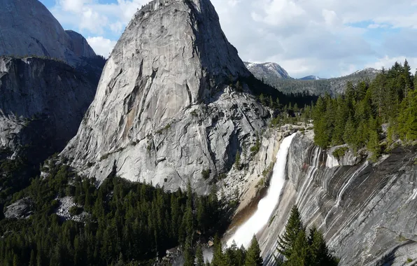 Landscape, mountains, nature, rock, Park, CA, USA, waterfalls