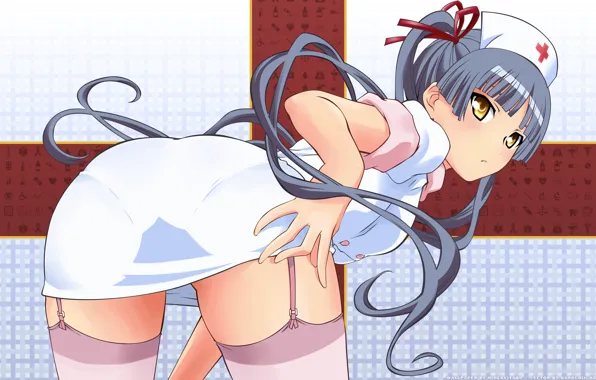 Girl, stockings, nurse, long hair, yellow eyes, maria holic