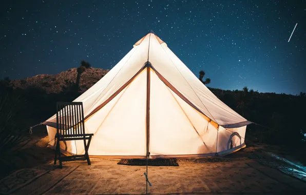 The sky, stars, light, chair, tent, kal loftus
