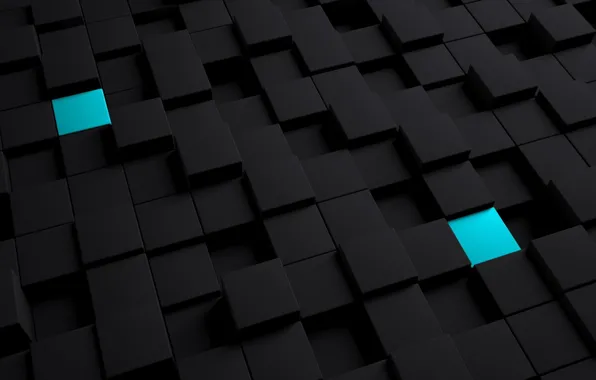 Abstraction, the dark background, Cuba, neon, blue, black, blue, black