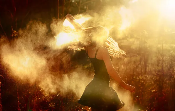 Girl, light, sun dust