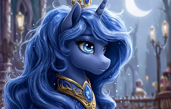 The moon, The Moon Princess, My little Pony, AI art