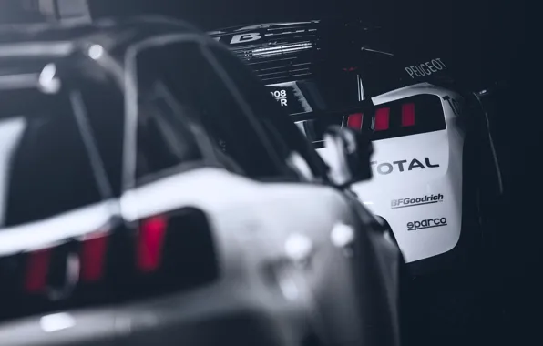 Auto, Sport, Machine, Peugeot, Lights, Red Bull, Rally, Dakar