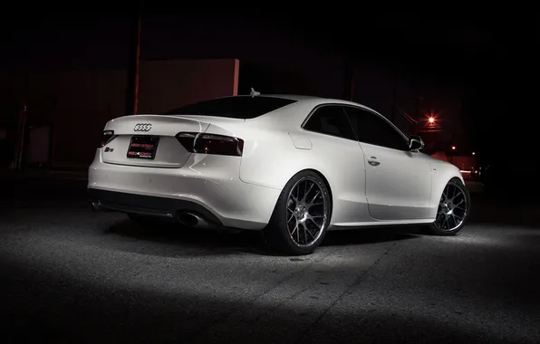 Picture white, night, Audi, tuning, coupe, back