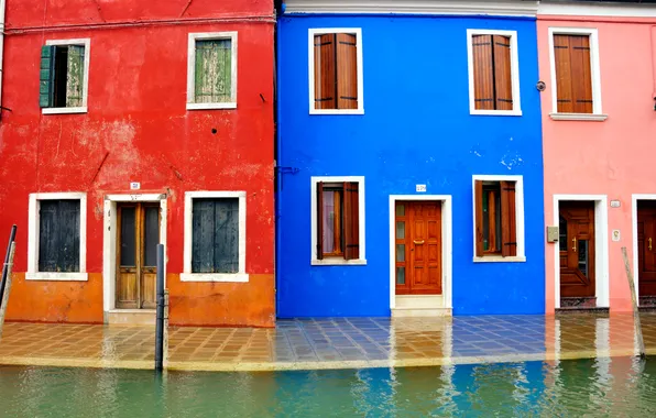 Paint, color, home, Italy, Venice, channel, Burano island