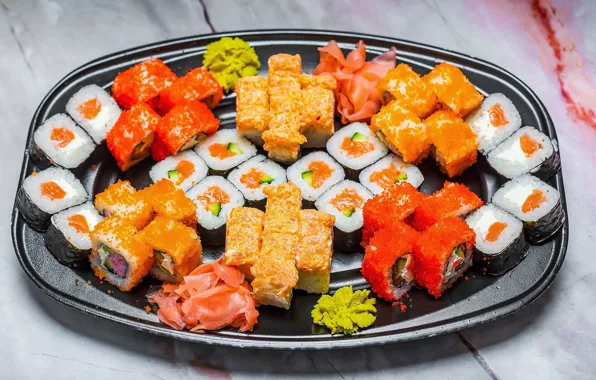 Fish, rolls, ginger