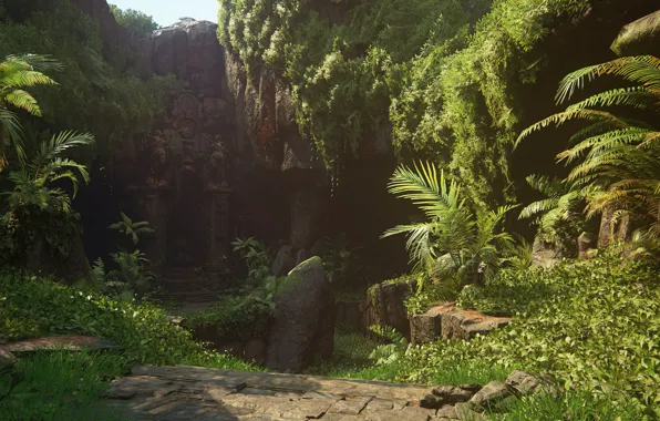 Picture island, jungle, temple, Naughty Dog, Playstation 4, Uncharted 4: A Thief's End