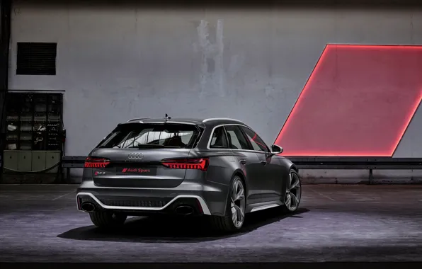 Picture Audi, universal, RS 6, stern, 2020, 2019, dark gray, V8 Twin-Turbo