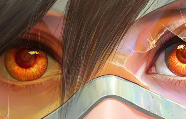 Eyes, girl, glasses, art, tracer, overwatch, Lena Oxton