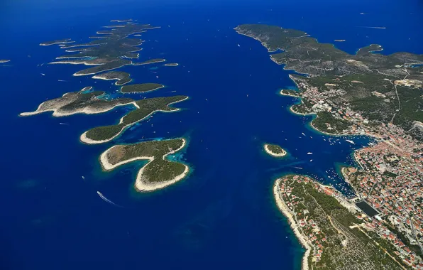 Sea, Adriatica, Jadran, archipelago, the island of Gvar, view from the height, Pakleni otoci, Paklen …