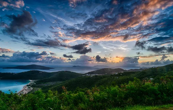 The sky, clouds, coast