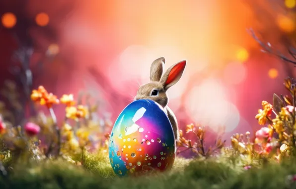 Flowers, holiday, hare, eggs, spring, rabbit, Easter, Bunny