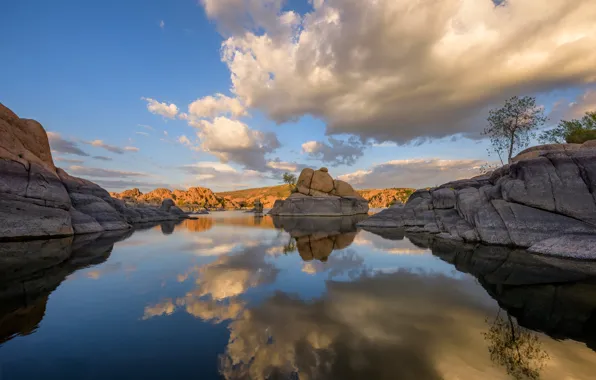 Lake, rocks, AZ, USA