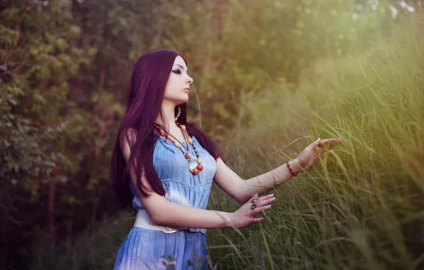 Summer, girl, nature, photo, girl, cutie, beautiful girl, green grass