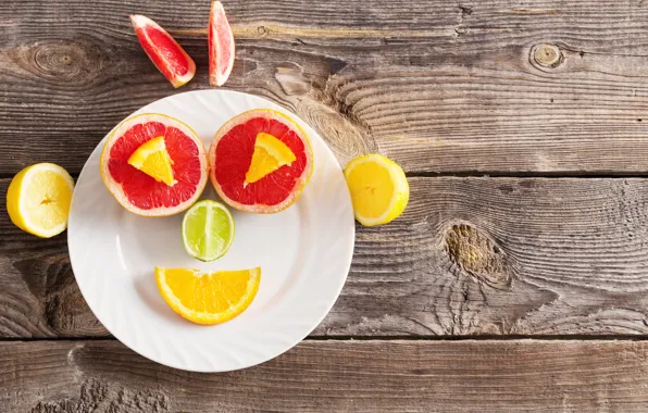 Picture orange, plate, fruit, fresh, dessert, grapefruit, face, funny