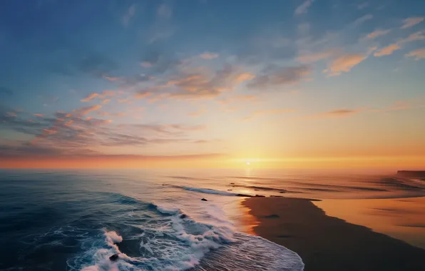 Picture sea, sunset, shore