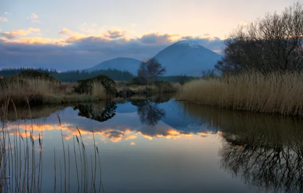 Picture landscape, mountains, lake, the evening, Scotland, Broadford