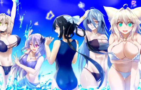 Kawaii, sexy, ass, long hair, sea, boobs, big, breast
