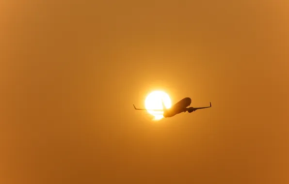 Picture sunset, Boeing, the plane, the trouble