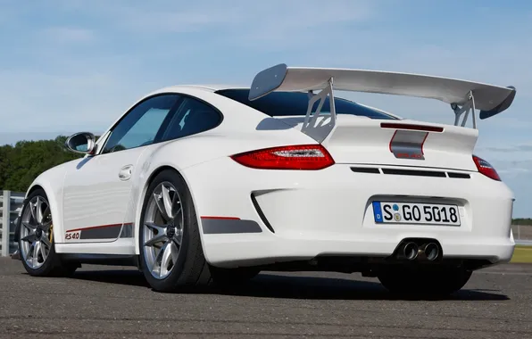 White, 911, 997, Porsche, Porsche, rear view, GT3, 4.0