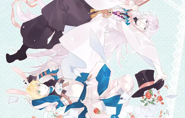 Card, hat, anime, rabbit, art, guys, characters, Fate / Grand Order