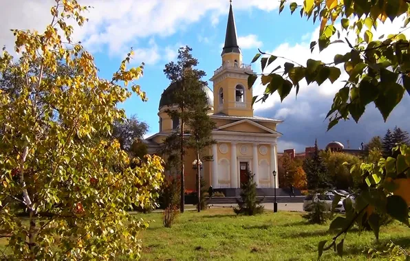 Autumn, the city, Church, Temple, Omsk, Siberia