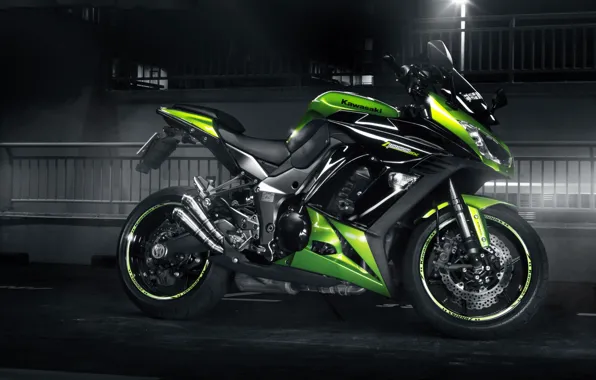 Picture green, Kawasaki, profile, sport bike, Z 1000 SX