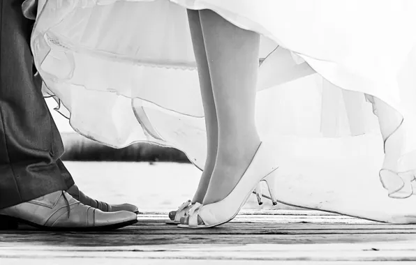 Picture girl, shoes, background, holiday, widescreen, black and white, Wallpaper, feet