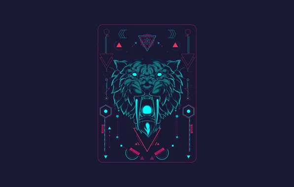 Minimalism, Tiger, Style, Background, Fangs, Art, Art, Style