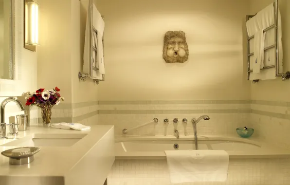 Picture bath, sink, bathroom, a heated towel rail