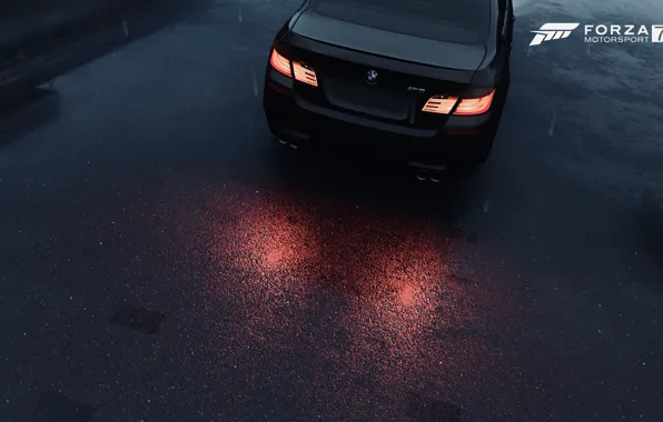 HDR, BMW, Lights, Rain, F10 BMW M5, UHD, Forza Motorsport 7, 4K