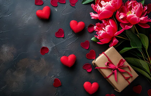 Love, flowers, gift, romance, love, happy, Valentine's day, heart