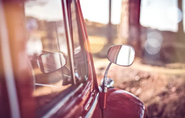 Machine, the sun, light, red, mirror