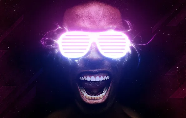 Neon, Glasses, Face, Teeth, Man, Neon, Current