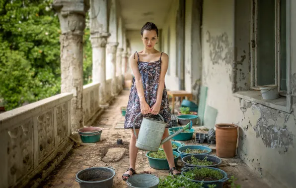 Lake, Georgia, Bessarion Chakhvadze, flower girl