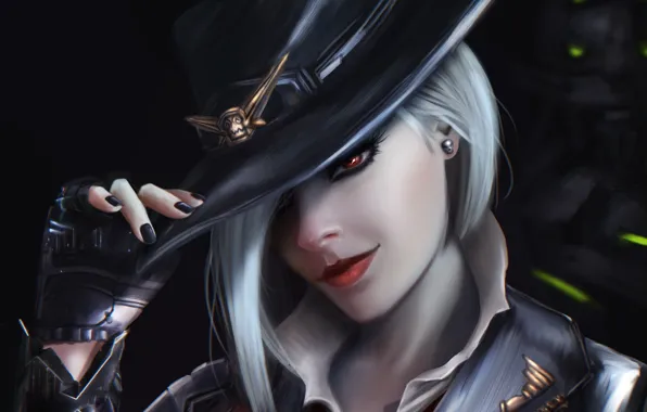 Picture look, girl, face, hair, hat, art, glove, ashe