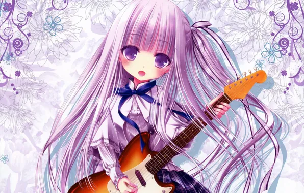 Guitar, art, girl, tinkle, goto jun, tenshi no three piece