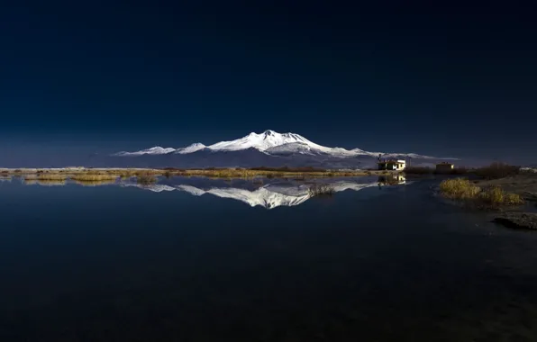Snow, nature, lake, reflection, mountain