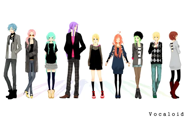 Background, girls, anime, art, guys, Vocaloid, Vocaloid, characters
