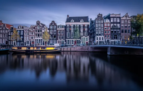 Bridge, building, home, Amsterdam, channel, Netherlands, Amsterdam, Netherlands