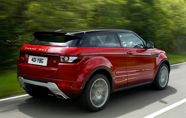 Picture car, red, Land Rover, Range Rover, speed, Evoque
